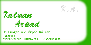 kalman arpad business card