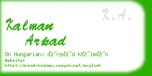 kalman arpad business card
